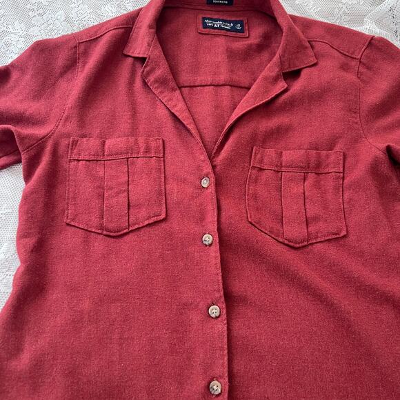 Abercrombie & Fitch Rust Long Sleeve Button Down Boyfriend Shirt - xs - Picture 5 of 9